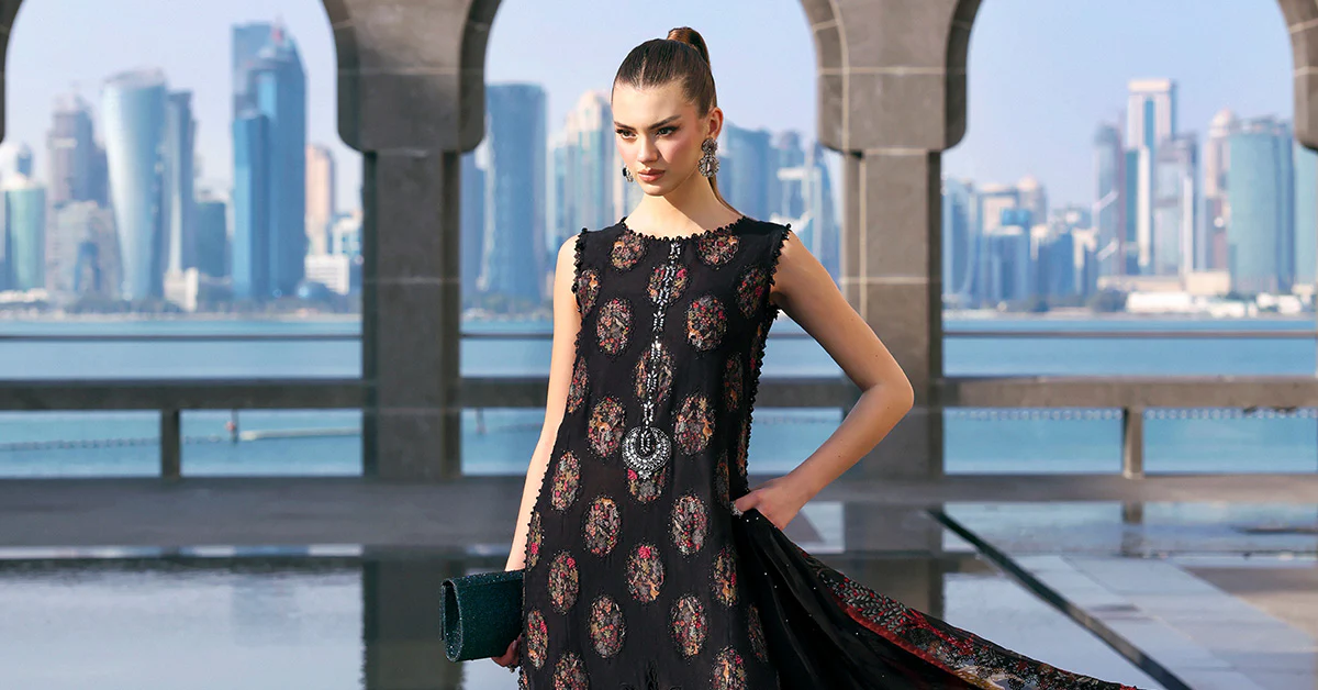 3 piece embroidered black suit 3 piece embroidered black suit