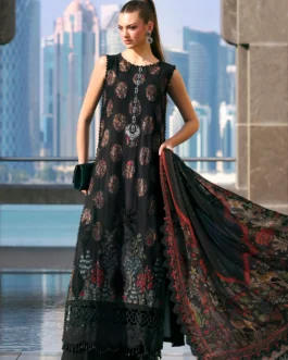 3 Piece Embroidered Black Suit